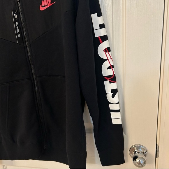 Nike Men's Sportswear Just Do It Fleece Zip Hoodie in Black Size M - Picture 3 of 8